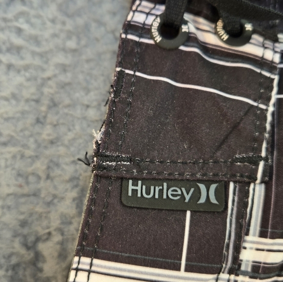 Hurley Mens Board Shorts Sz 28 Swim Trunk Summer Wear Black-White Large Checks - Picture 5 of 13